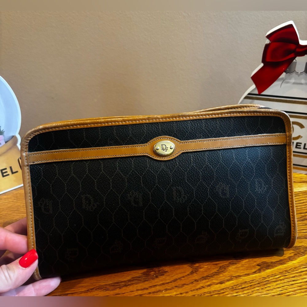 CHRISTIAN DIOR Vintage Honeycomb Canvas Clutch Bag - Picture 7 of 10